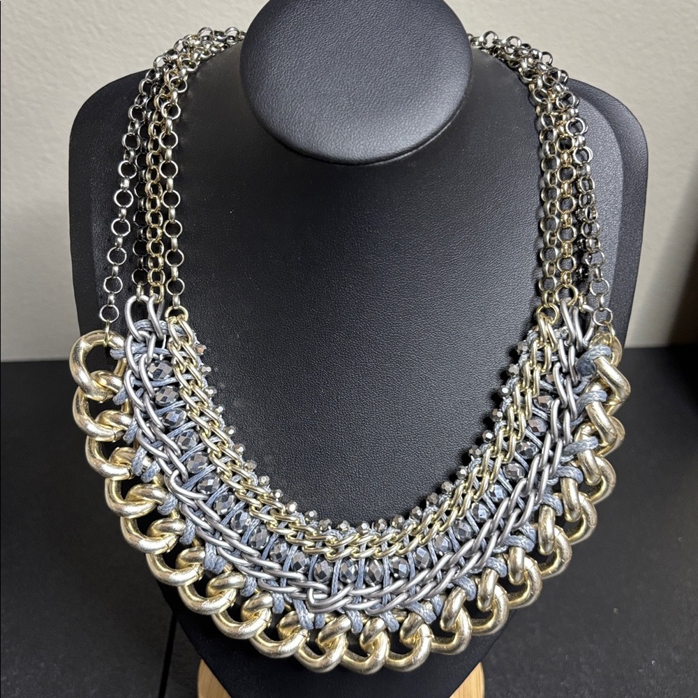 Chico’s Chunky Multi Tone Bib Statement Elegant S… - image 1